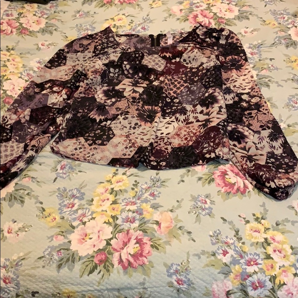 Long Sleeve printed floral dress blouse
